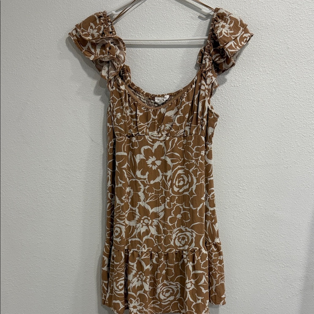 Blu Pepper Brown and Cream Patterned Dress